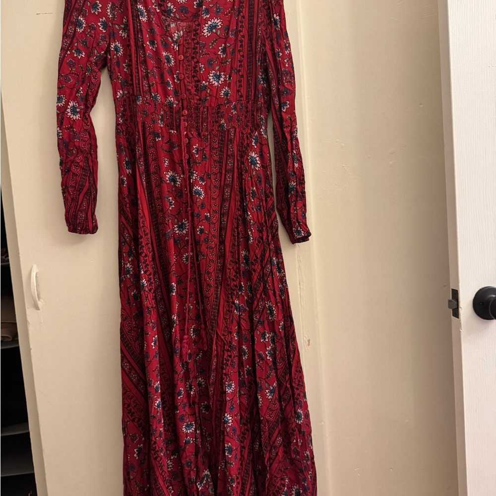 Elegant Red Floral Maxi Dress